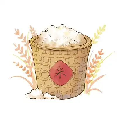 大米麦穗米桶粮食卡通素材