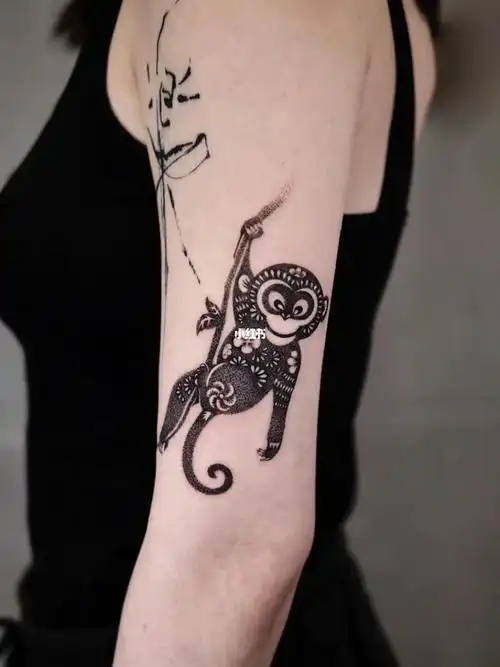 中国剪纸猴剪纸纹身