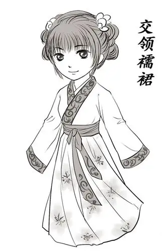 【漫画】q版汉服常见款式 黑白小人像12枚