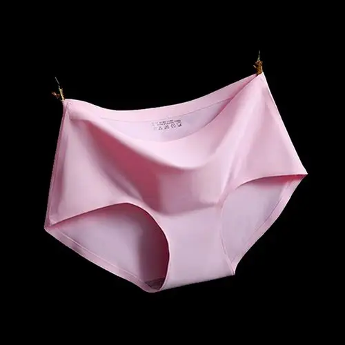 无痕女士内裤 一片式冰丝纯色中腰性感大码纯棉裆透气三角裤夏季