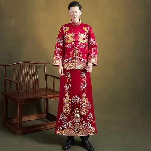 中式婚礼秀禾服新郎2022新款冬季男款结婚礼服男士中国风秀禾男装