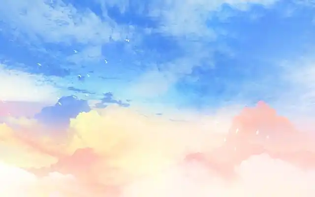 梦幻天空插画手绘云朵唯美背景蓝色粉色云层蓝天梦幻天空背景