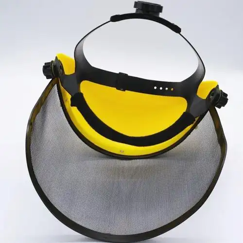 园林割草机防护面罩头箍铁丝打草钢丝网面具防爆防飞溅防冲击面罩 黄