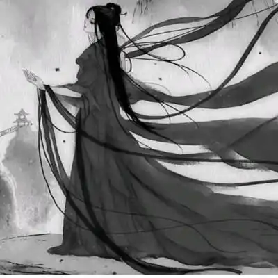 古风动漫女生忧伤头像唯美古风女子手绘黑白头像