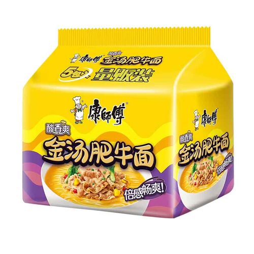 康师傅酸香爽金汤肥牛面五包入  面饼85克*5包/组