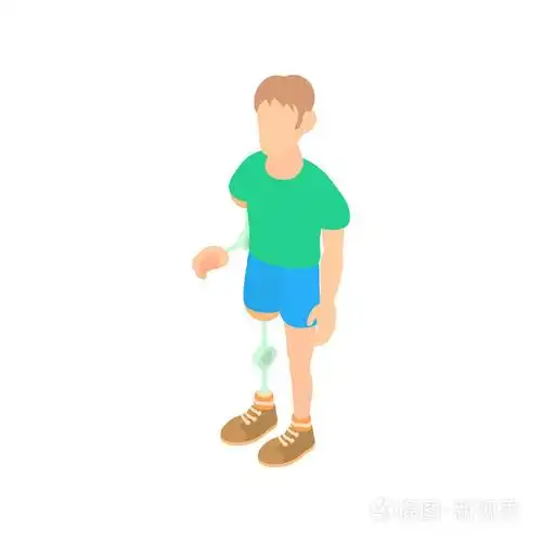 假肢的腿和胳膊图标卡通风格的人