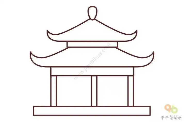 家乡的古建亭子简笔画