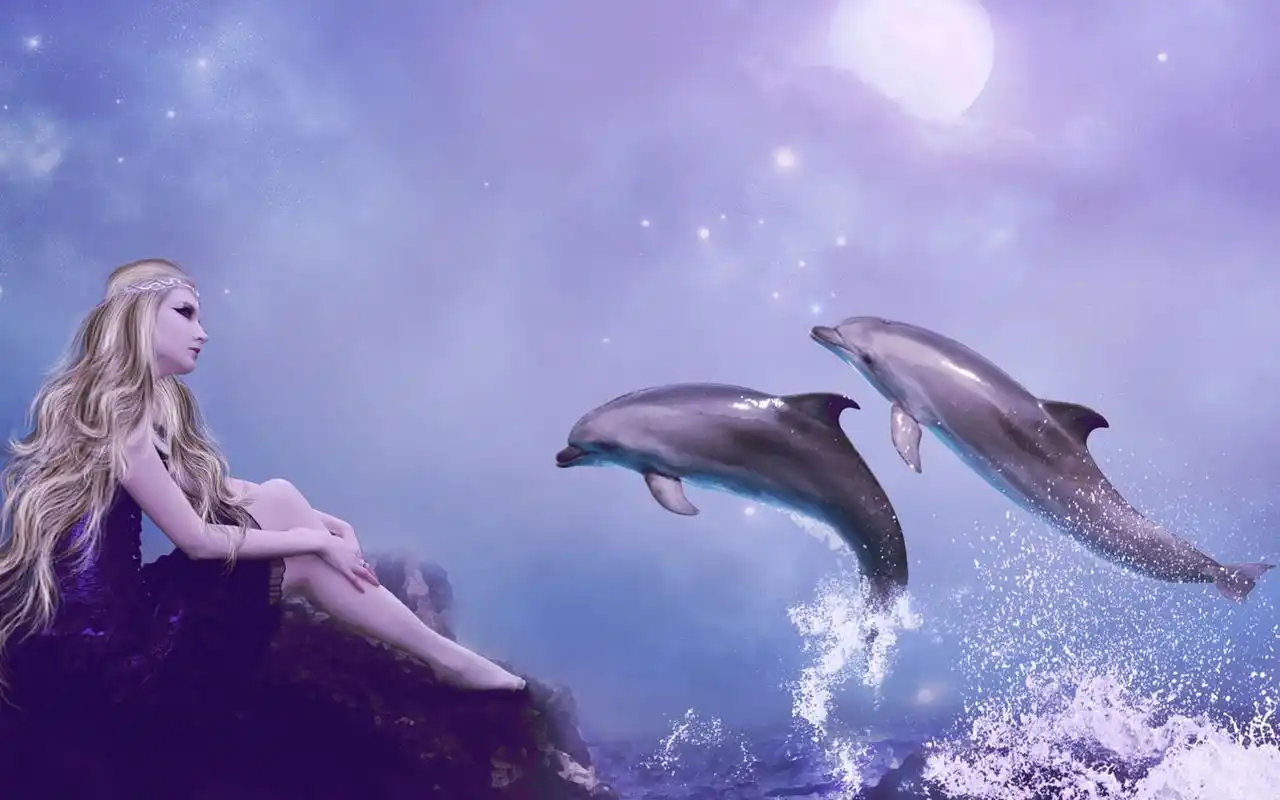 卡通动漫中可爱海豚图片桌面壁纸,卡通动漫,唯美,可爱,海豚,卡通动漫