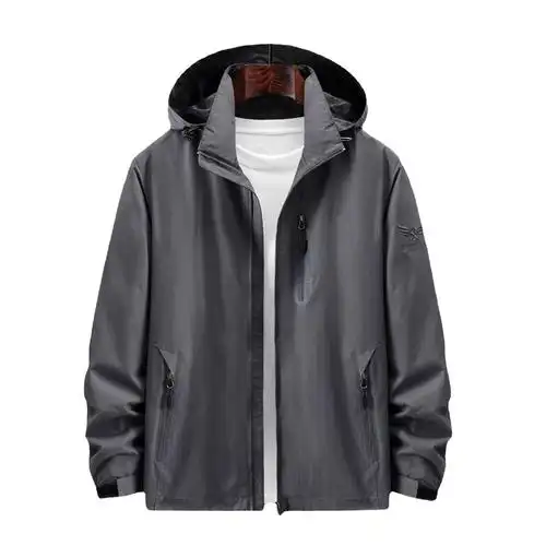 男士休闲夹克外套春秋宽松大码中年脱帽户外男装运动上衣军旅跨境