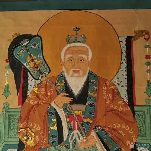 道教三清太上老君像供奉神像画像道教文化收藏品民俗博物馆水陆画