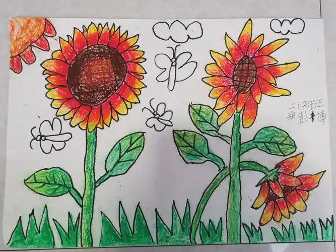 爱之绘·战疫情—畲乡景宁实验一小二年级美术作品微展6《向日葵》