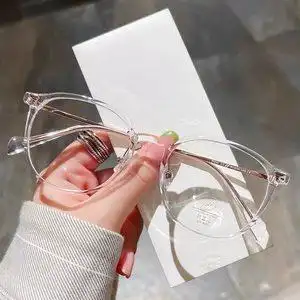 白色全透明眼镜手造tr90镜框男复古镜架女平光镜可配近视韩国进口超轻