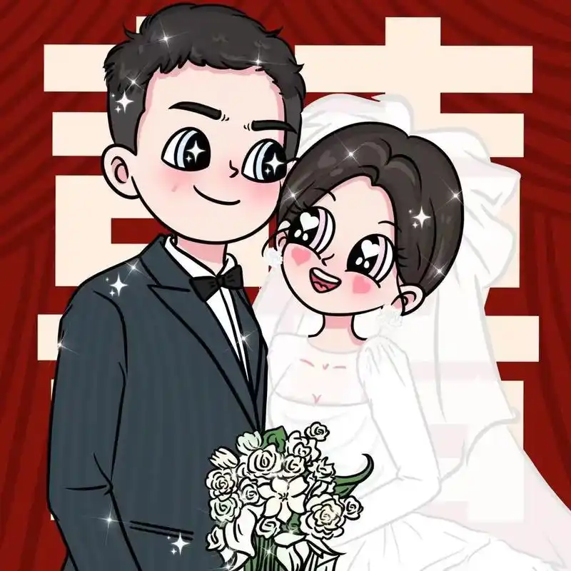 婚礼ing,可爱爆棚的结婚照合集.可可爱爱的卡通合照非常有 - 抖音