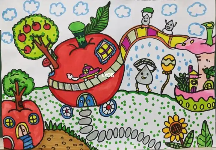 儿童画苹果的联想