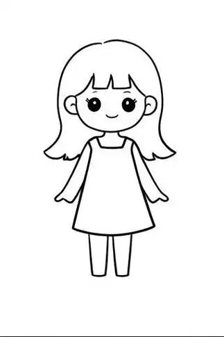 👧穿裙子的小女孩简笔画🎨