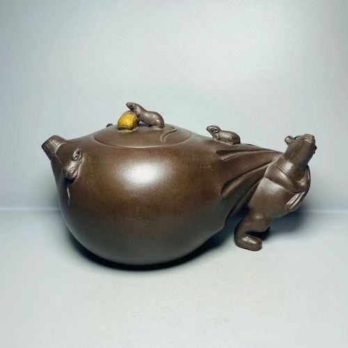 宜兴紫砂壶五子登科壶季益顺纯手工制作原矿老紫泥茶壶家用收藏壶