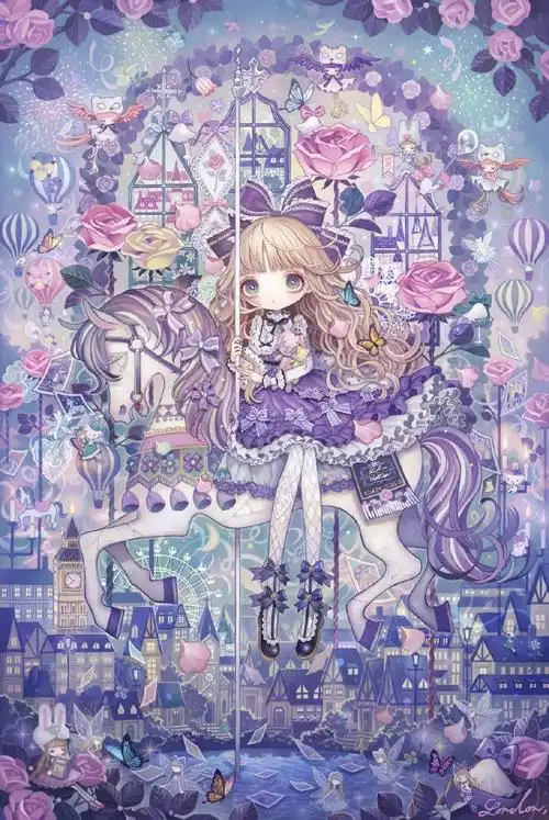 洛丽塔风格的少女插画画风很精美的动漫少女