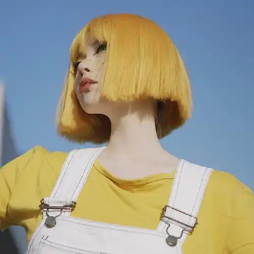 假发女短发橙色黄头发自然少女网红lolita圆脸修脸头套式蓬松bobo