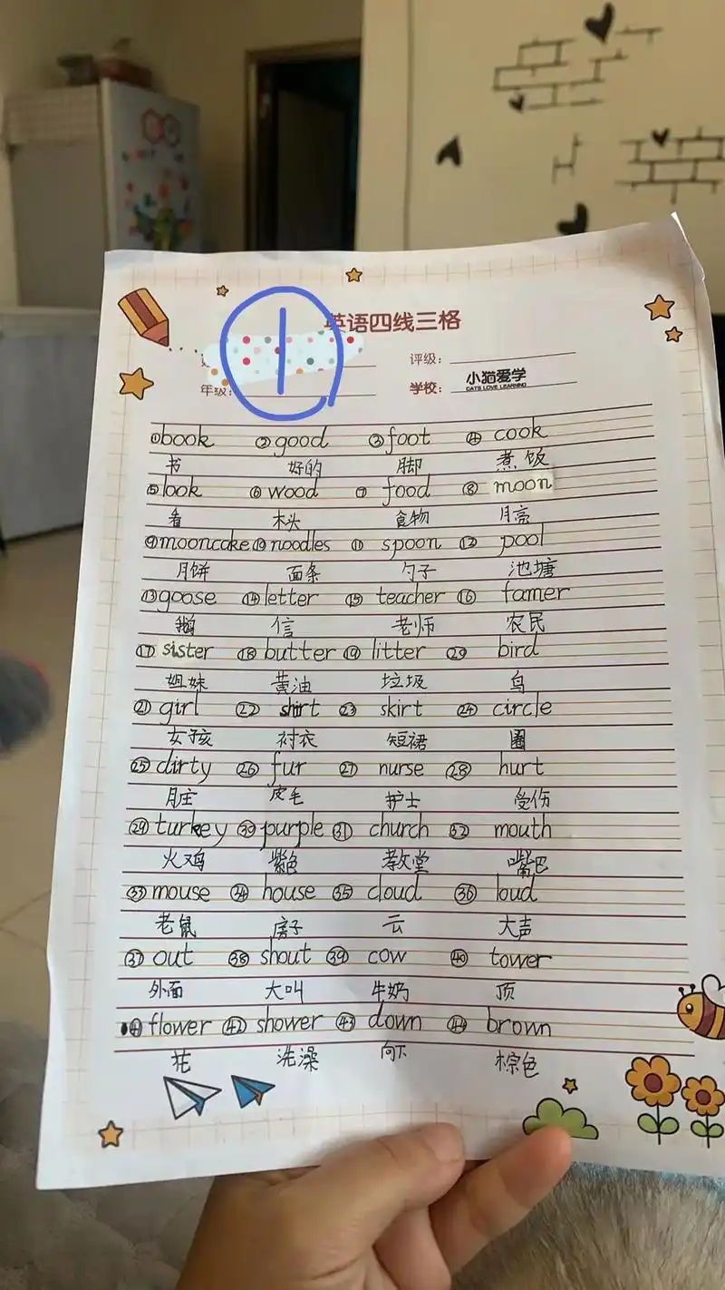 女孩的英文在四线三格怎么写