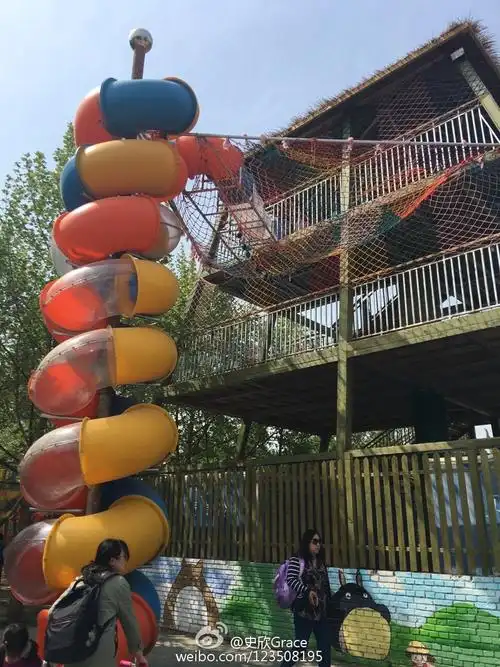 大美儿童乐园这地方不太大,开车直接可以停在乐园门口,里面玩的人很多