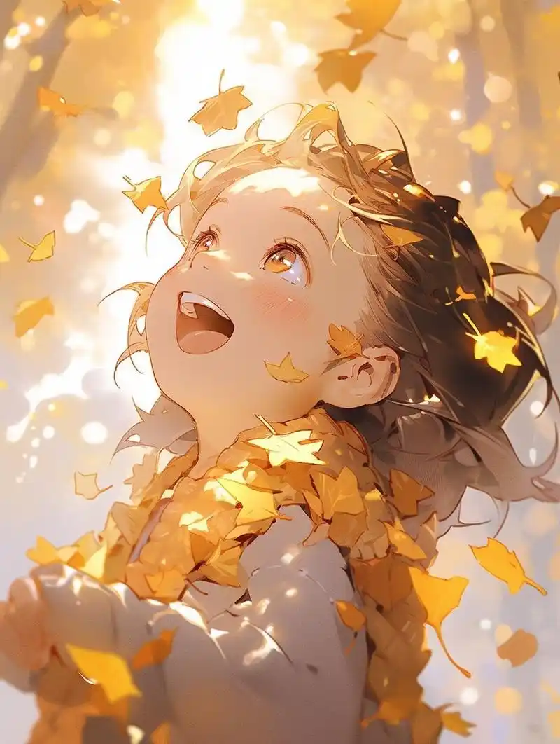 生女儿系列2--秋天可爱女孩头像壁纸 治愈 的笑容加上金色的阳光,心情