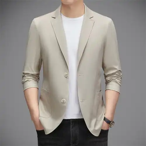 品牌男装休闲西装外套中青年春夏季韩版两粒扣纯棉修身商务小西服