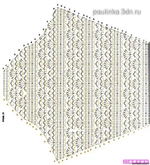 钩针编织的美丽扇子花长袖开衫详细图解|钩针花样图解