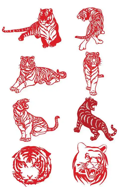 中国传统剪纸老虎