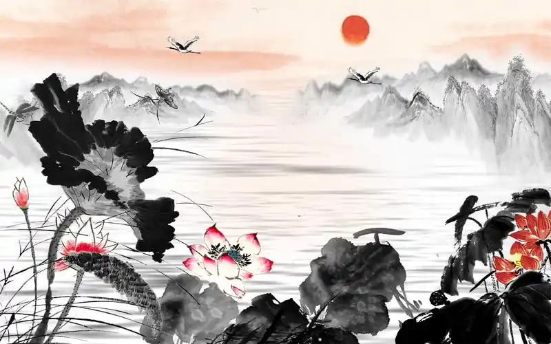 水墨荷花1440x900分辨率下载,水墨荷花,高清图片,壁纸,绘画艺术-桌面