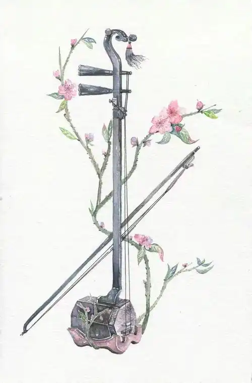 古风水彩画带你领略古典乐器之美