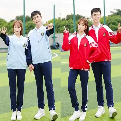 高中中学生校服套装春秋秋装小学生红色棒球运动学生校服