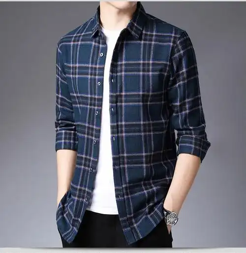 衬衫男长袖衬衣男士纯色休闲上衣中青年时尚潮流韩版打底衫外套男装