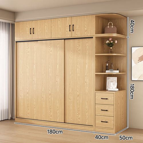 胜淳【包安装】衣柜卧室实木质多门储物衣橱简易推拉门大衣柜 【三门