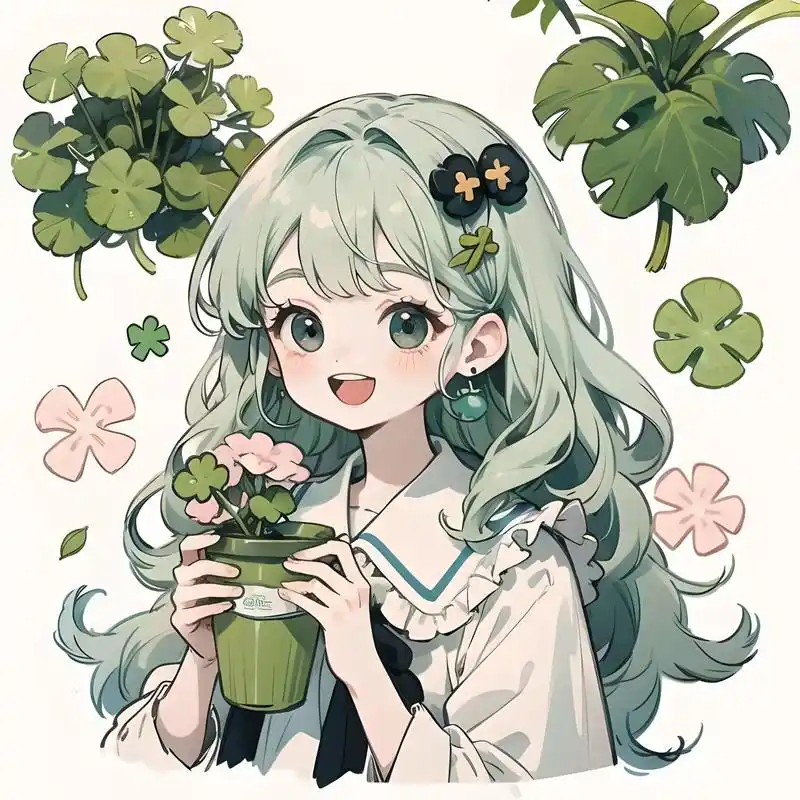 女生头像分享四叶草女孩.#二次元ai绘画 #q版人物 #治愈 - 抖音