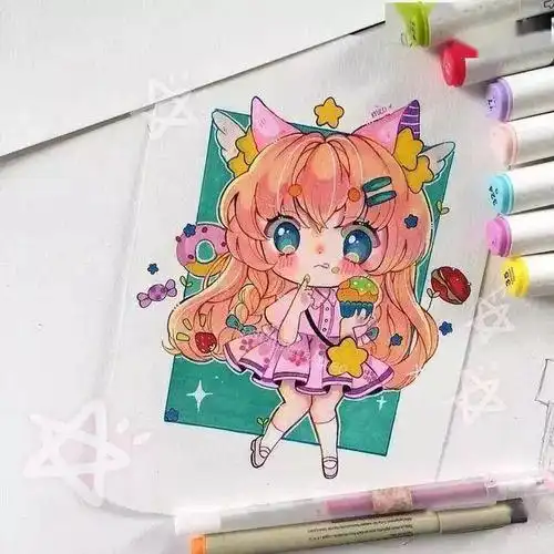 萌化少女心的q版马克笔漫画老夫的少女心爆棚了