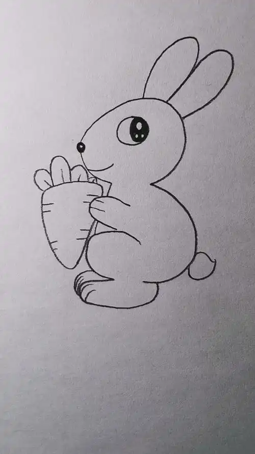 数字"3"画爱吃胡萝卜的小兔子.