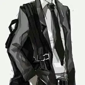 黑白西装领带背包男动漫帅