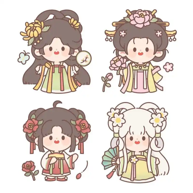 古风q版人物小合集 十二花神 ①菊花 ②芙蓉 ③山茶 ④水仙