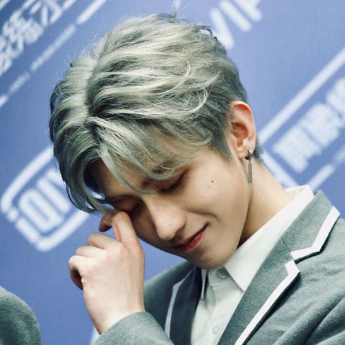 创京懿选中分假发男 奶奶灰假发男蔡徐坤同款中分刘海短卷发韩版帅气