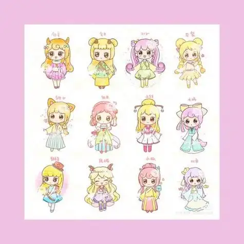 十二星座少女简笔画上星座简笔画人文绘画卡通人物简笔画9张简笔画