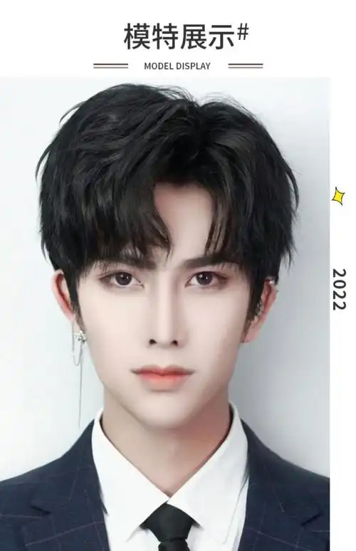 男 假发男短发韩版帅气蓬松男士全头套式中分仿真时尚男生三七分发型