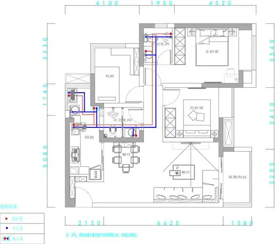 3室1厅1卫户型图临沂银凤花园精装修图94平方米_精装修水电布置图