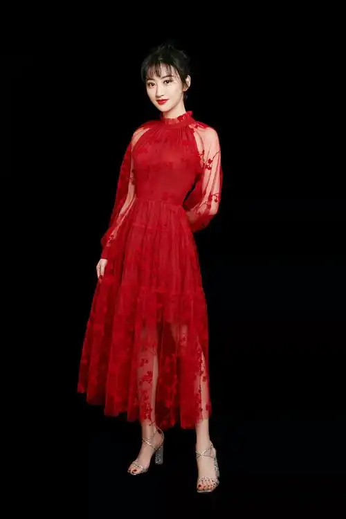 著名演员景甜登2019央视春晚,红衣少女,翩翩起舞