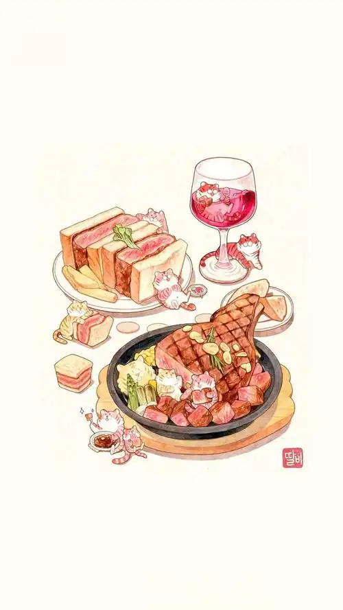 可爱美食小插画
