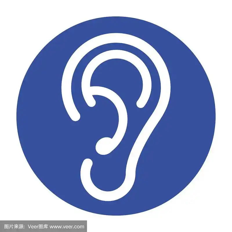 蓝色耳朵图标上的白色背景