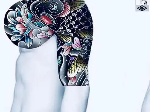 日式老传统风格,原创设计,半甲纹身