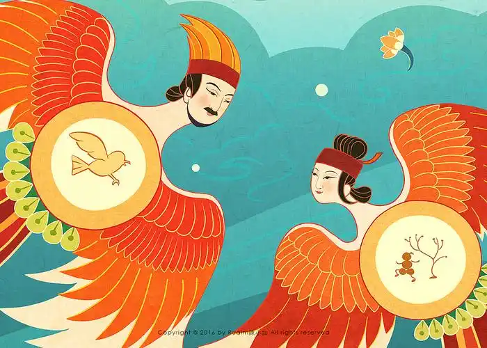 日月之神,神话为画——装饰插画