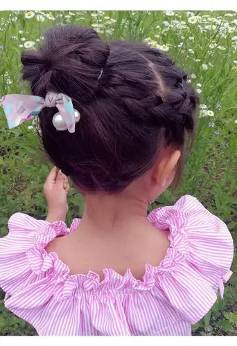 c1儿童盘发器丸子头花苞头珍珠小号公主盘发工具女童小女孩造型