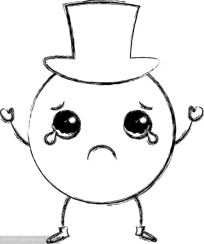 悲伤的表情与帽子卡哇伊人物图标