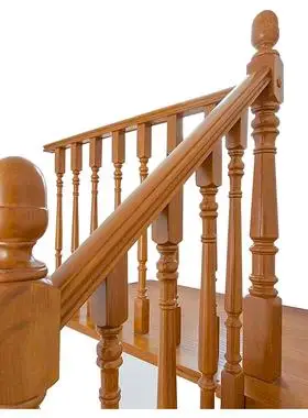 别墅实木楼梯全屋定制复式阁楼家用红橡木整体原木楼梯扶手踏步